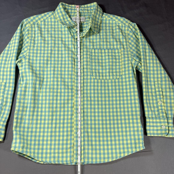 Free Assembly Shirt Boys 8 Blue Yellow Gingham Button Front Long Sleeve Cotton - Picture 8 of 11